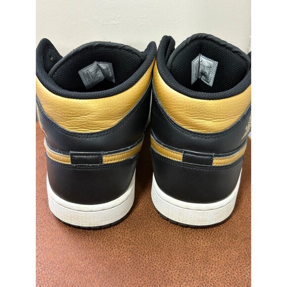 Air Jordan 1 Mid Top Black Metallic Gold Leather Sneaker Men´s 8.5 DQ8426-071 - Picture 8 of 10